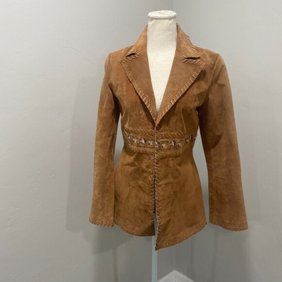 Boho Suede Floral Embroidery Jacket XS/S - Picture 2 of 15